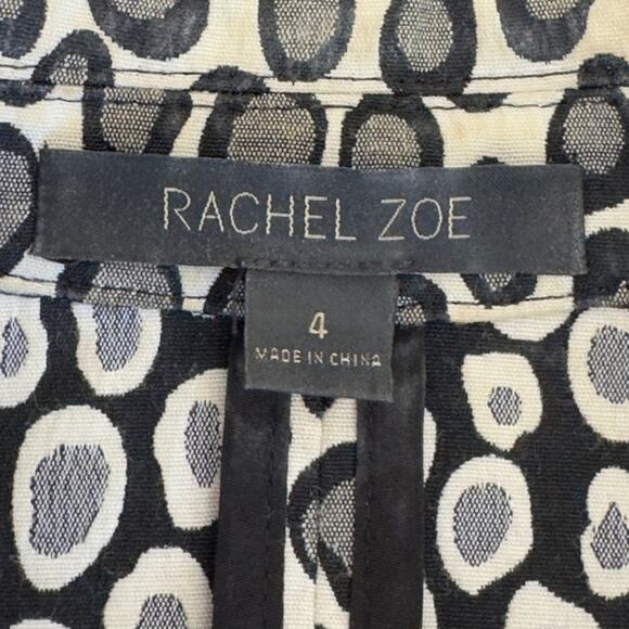 Rachel Zoe Leopard Animal Print Blk Grey Blazer Jacket Pockets Tailored Size 4 - Picture 6 of 11
